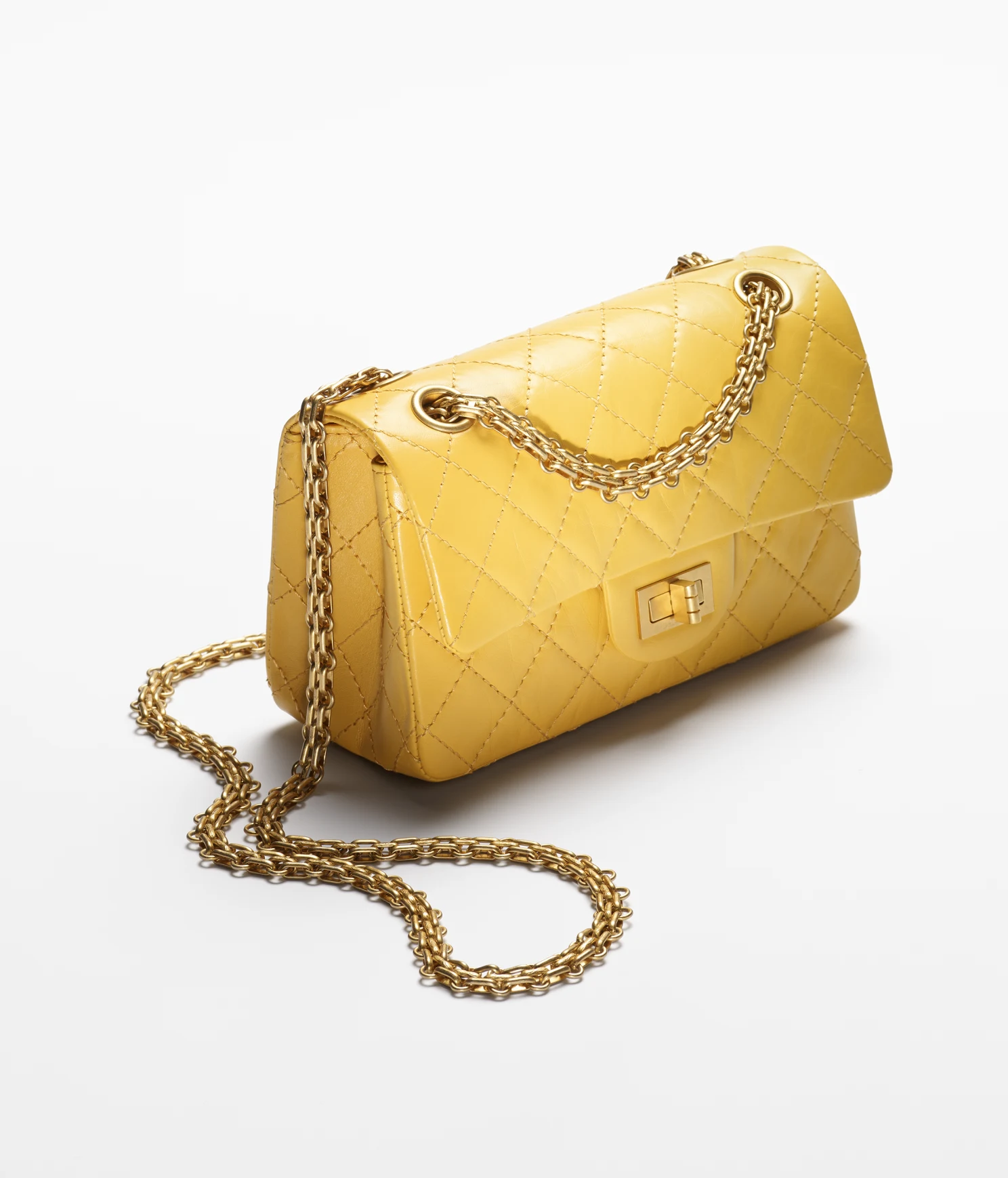 MINI 2.55 HANDBAG Aged Calfskin & Gold-Tone Metal Yellow