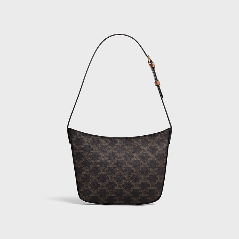 MEDIUM CELINE CROQUE BAG IN TRIOMPHE CANVAS AND CALFSKIN