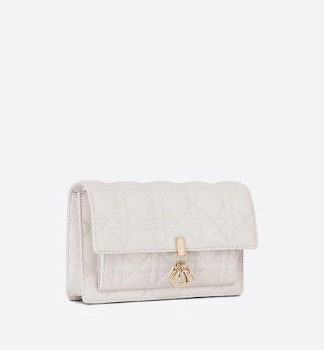 LADY DIOR CHAIN POUCH Latte Cannage Lambskin