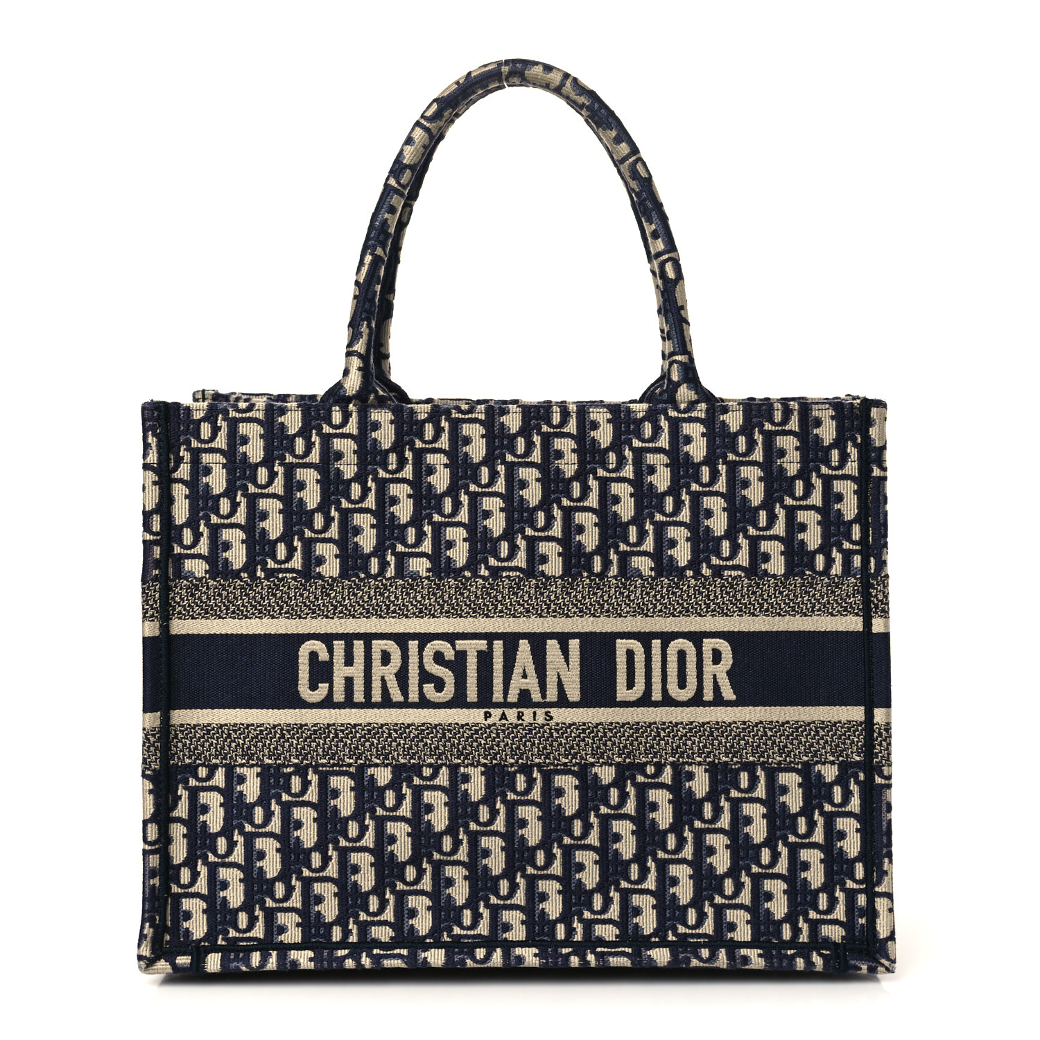 CHRISTIAN DIOR Oblique Medium Book Tote Blue Multicolor