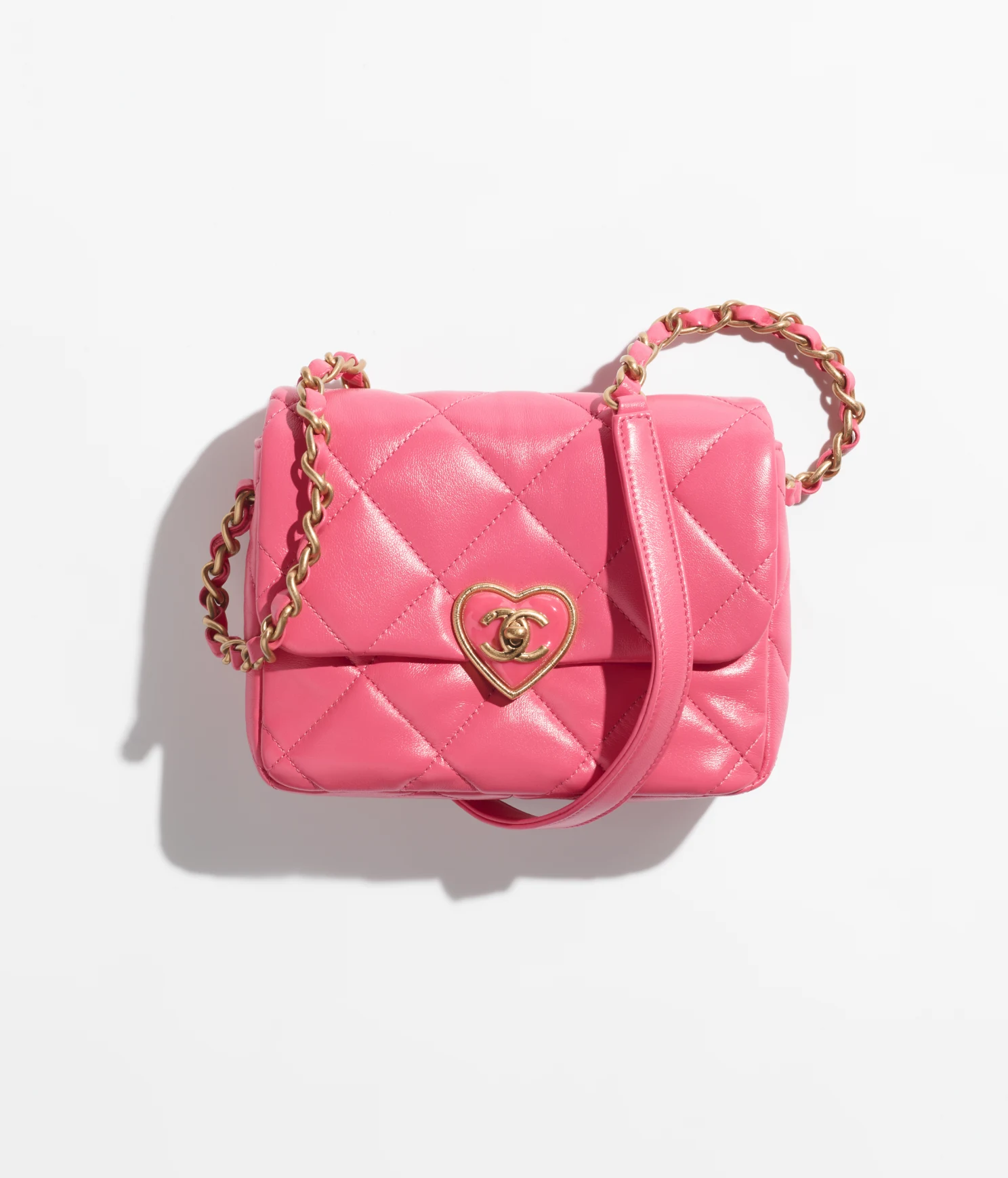 MINI FLAP BAG Lambskin, Plexi & Gold-Tone Metal Pink
