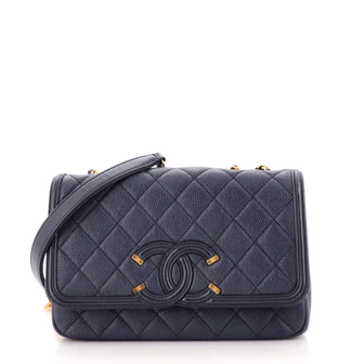 Chanel Filigree Flap Bag Quilted Caviar Small