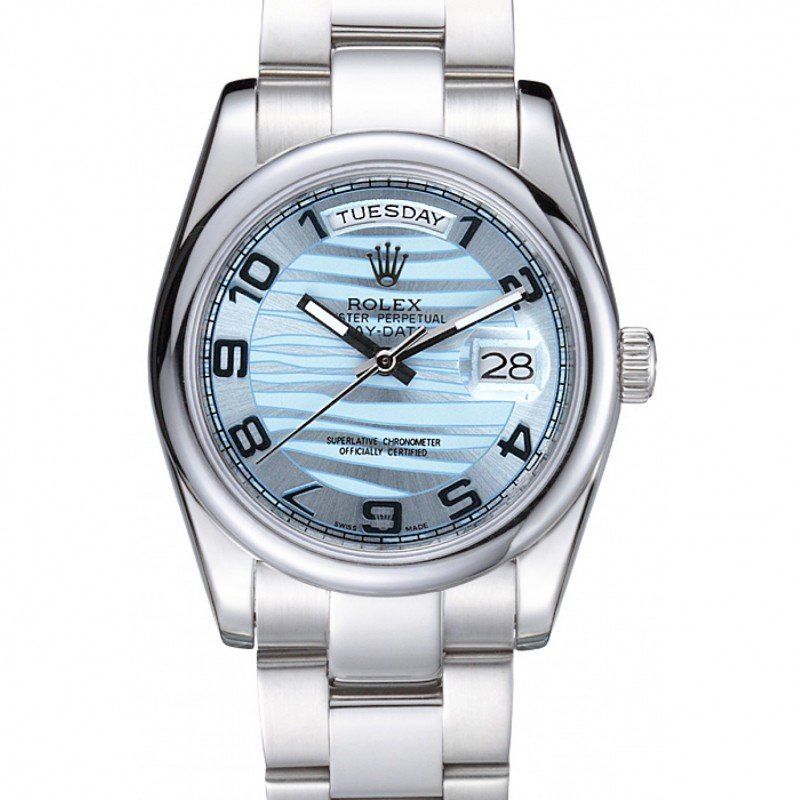 ROLEX Day-Date Polished Silver Bezel White Dial 7470