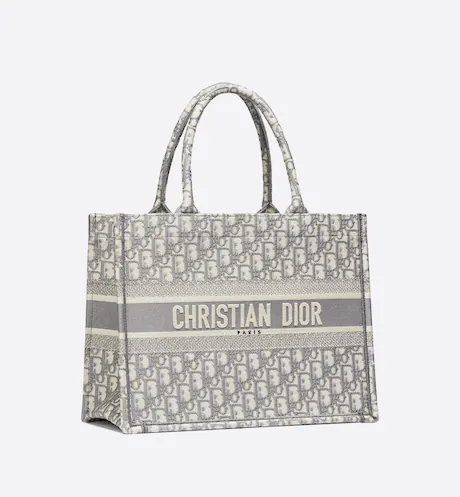 MEDIUM DIOR BOOK TOTE Gray Dior Oblique Embroidery (36 x 27.5 x 16.5 cm)