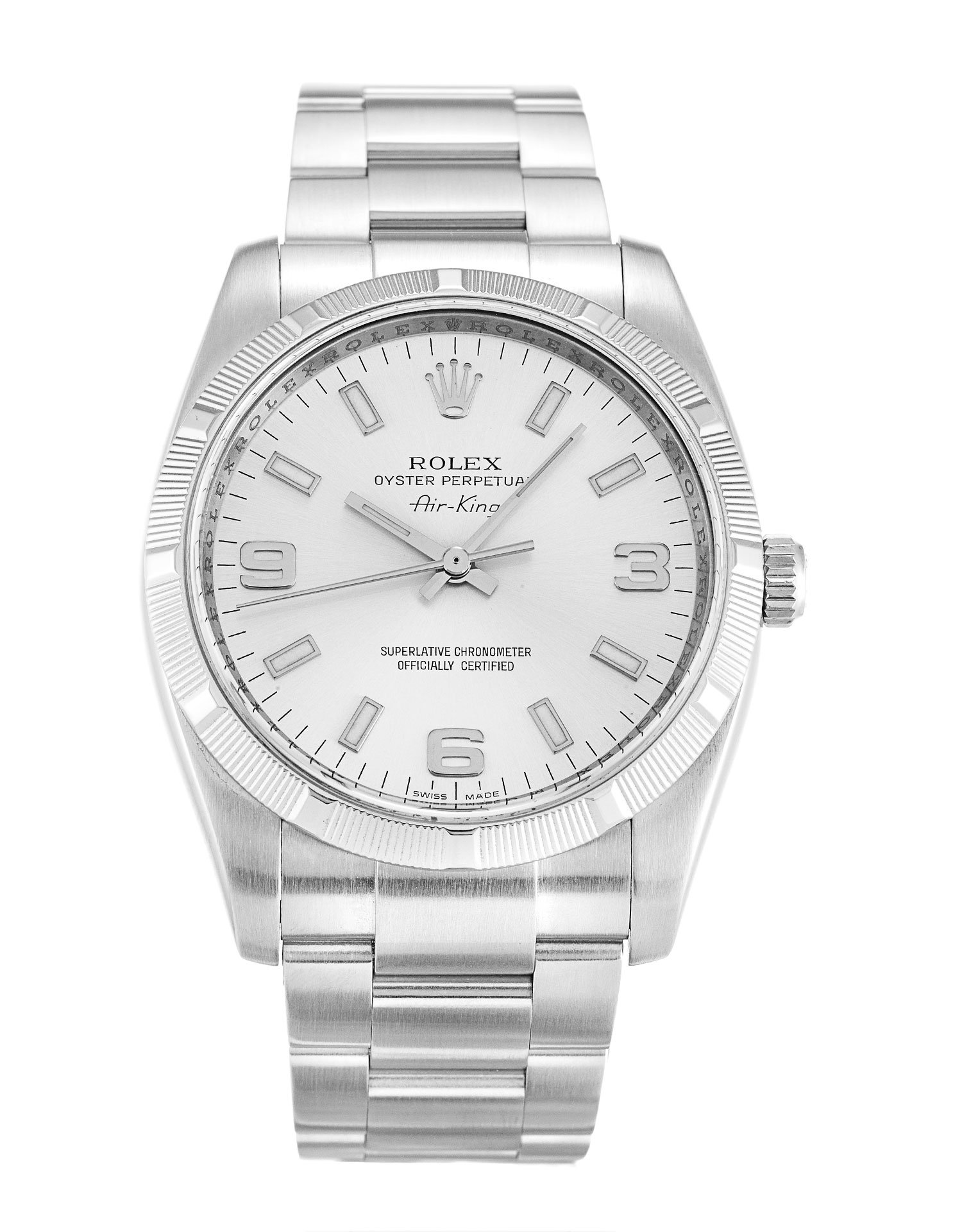 ROLEX Air-King Silver Quarter Arabic 114210