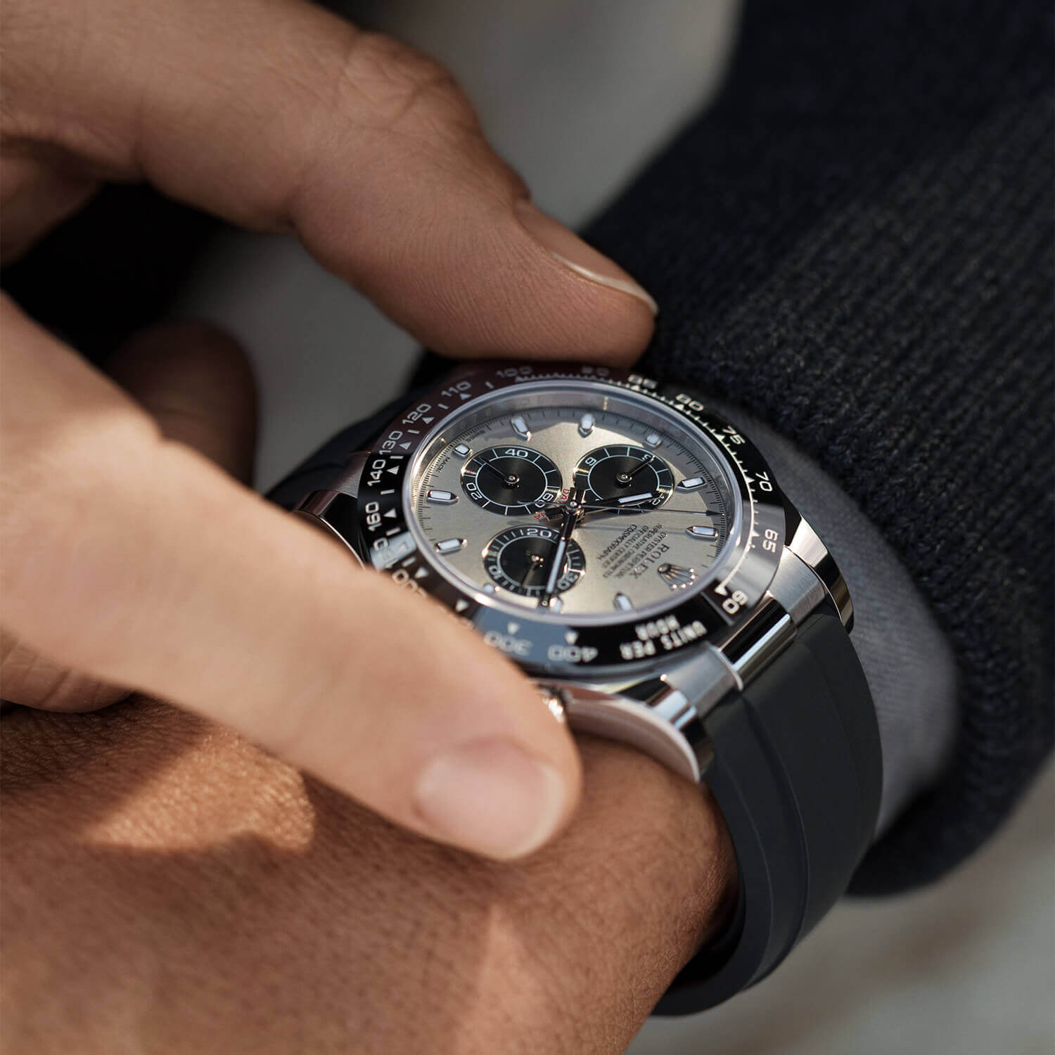 ROLEX Daytona White Gold Steel Dial Oysterflex Strap 116519ln-0027