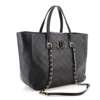 Chanel Covered CC Shopping Tote Stitched Calfskin Medium
