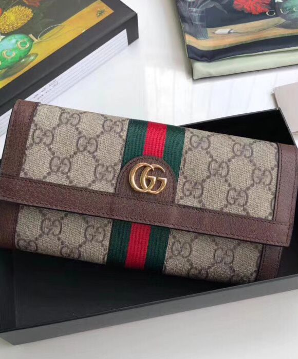 Gucci Ophidia GG continental wallet 523153 Dark Coffee