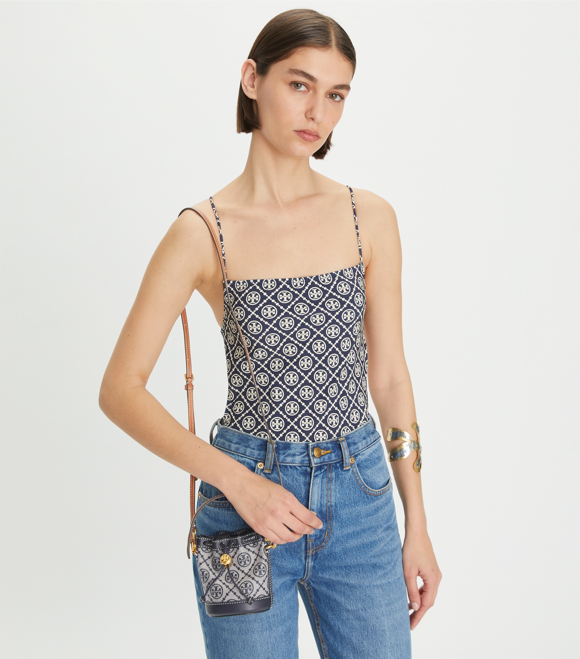 MICRO T MONOGRAM BUCKET BAG