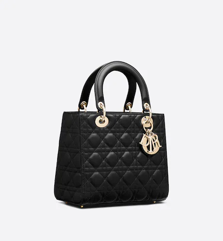MEDIUM LADY DIOR BAG Black Cannage Lambskin