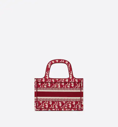 MINI DIOR BOOK TOTE Burgundy Dior Oblique Embroidery (22.5 x 15 x 6 cm)
