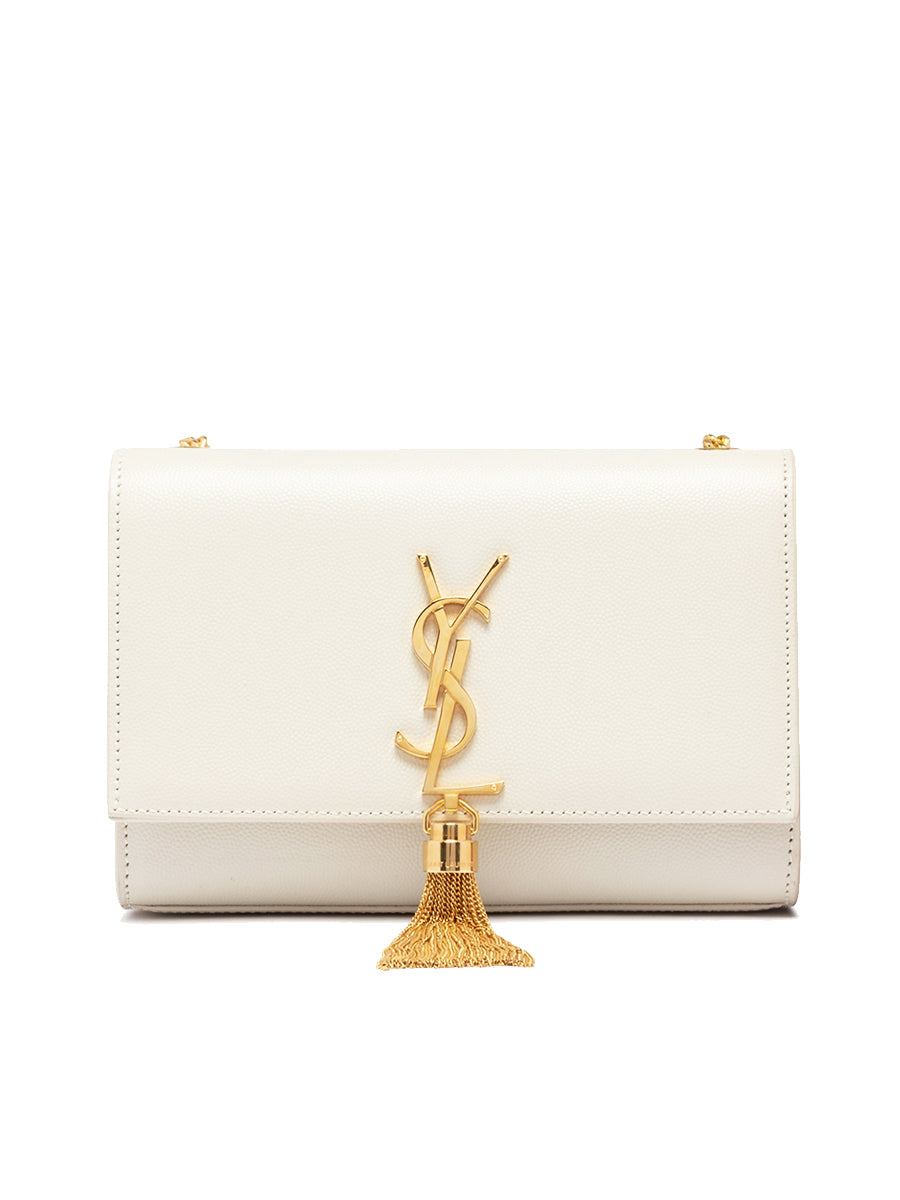 YSL Kate Small Chain Bag with Tassel in Crocodile Embossed Shiny Leather