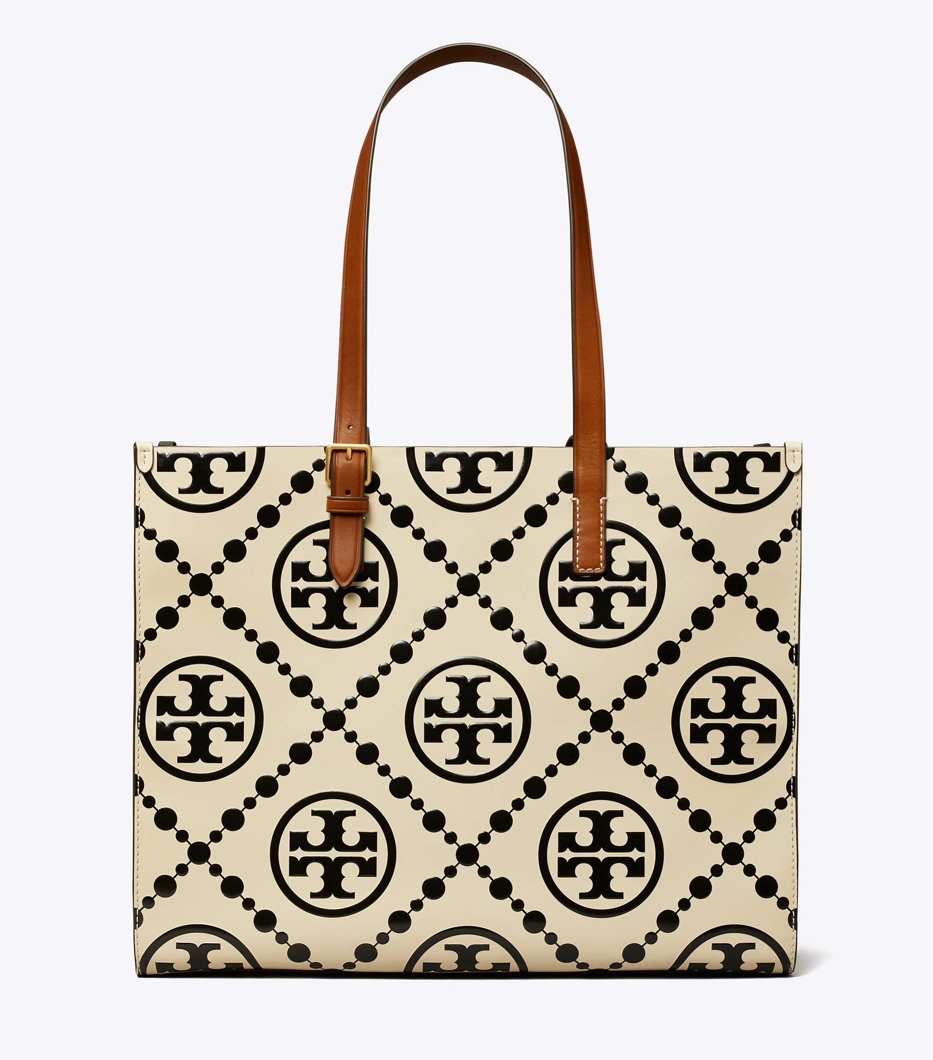T MONOGRAM CONTRAST EMBOSSED TOTE