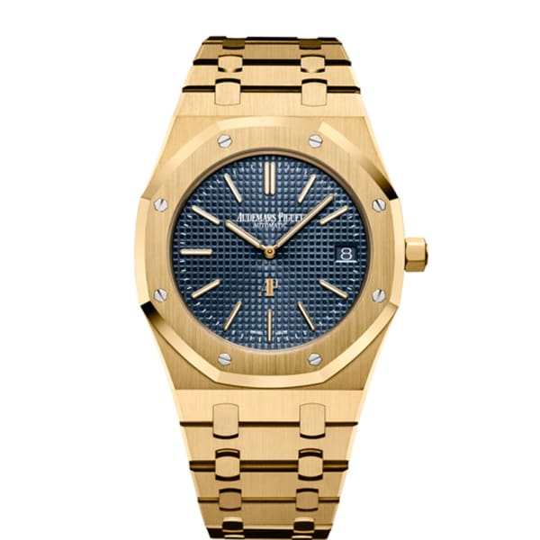 AUDEMARS PIGUET Royal Oak Jumbo Extra-thin 39mm Blue dial Yellow Gold Watch 15202BA.OO.1240BA.01