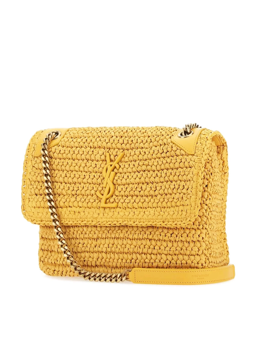 YSL Niki Medium Chain Bag in Raffia and Leather