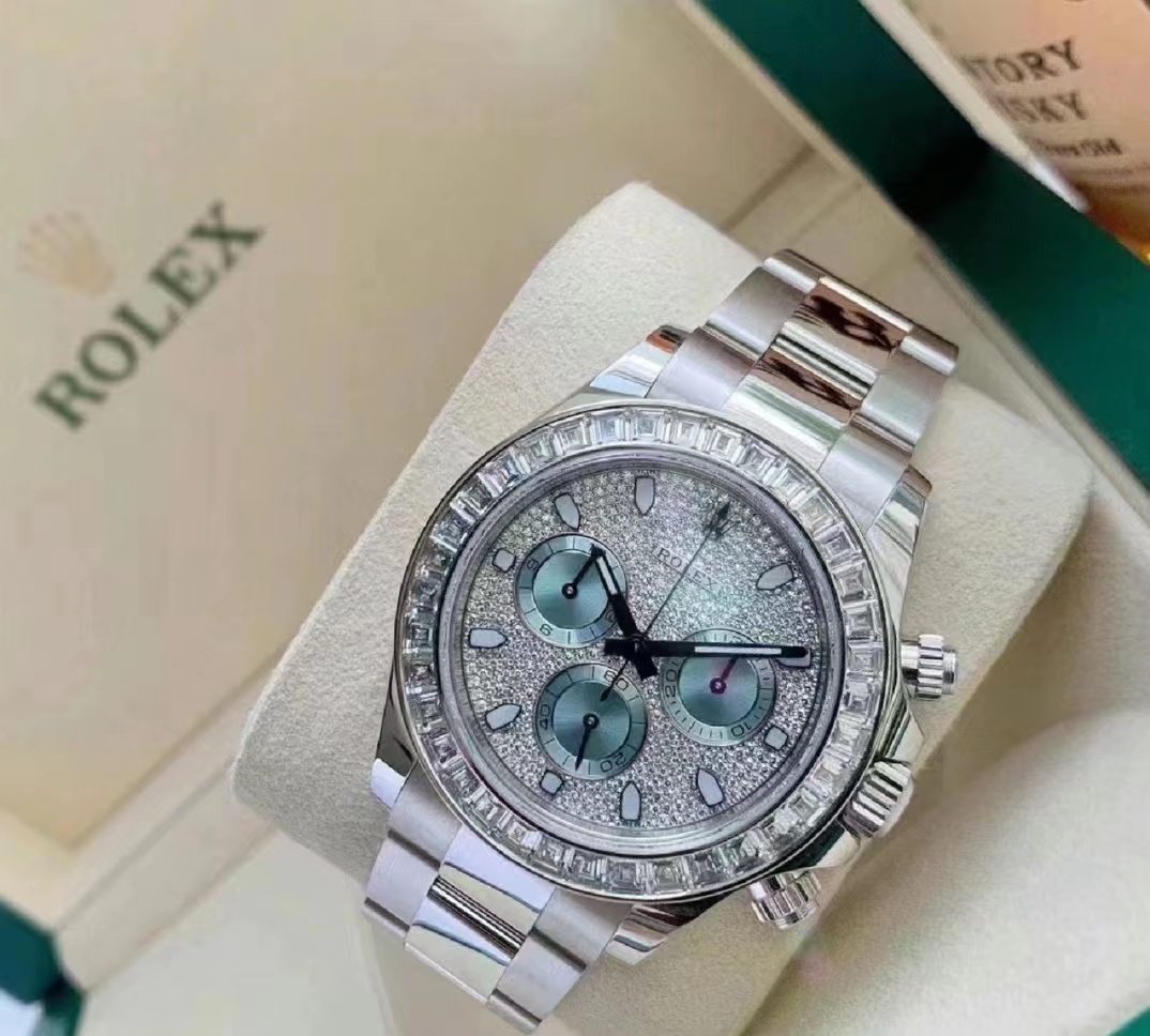 ROLEX universe meter type Daytona series waterproof man Automatic mechanical watch Chronograph Silver white dial 40mm silver Color strap 116576TBR