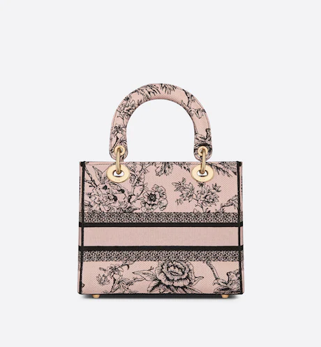 MEDIUM LADY D-LITE BAG Powder Pink Dior Jardin Botanique Embroidery