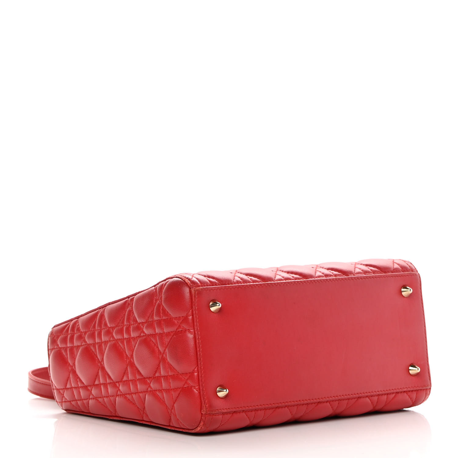 CHRISTIAN DIOR Lambskin Cannage Medium Lady Dior Red