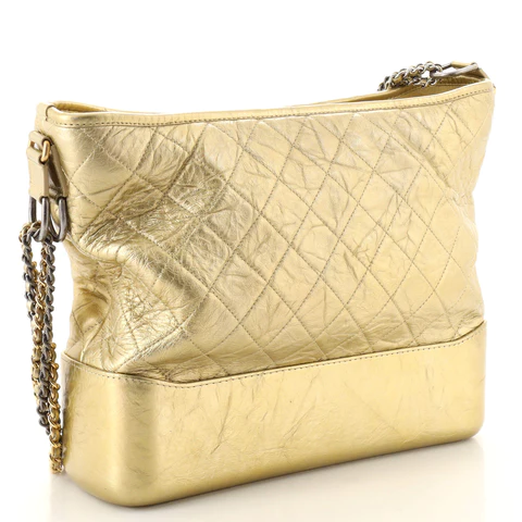 Chanel Gabrielle Hobo Quilted Metallic Aged Calfskin Large