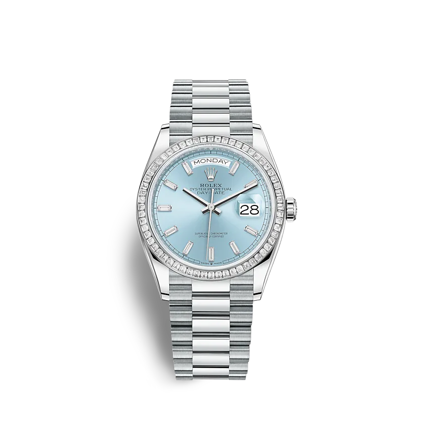 ROLEX Day-Date 128396TBR 36mm Ice blue set with diamonds