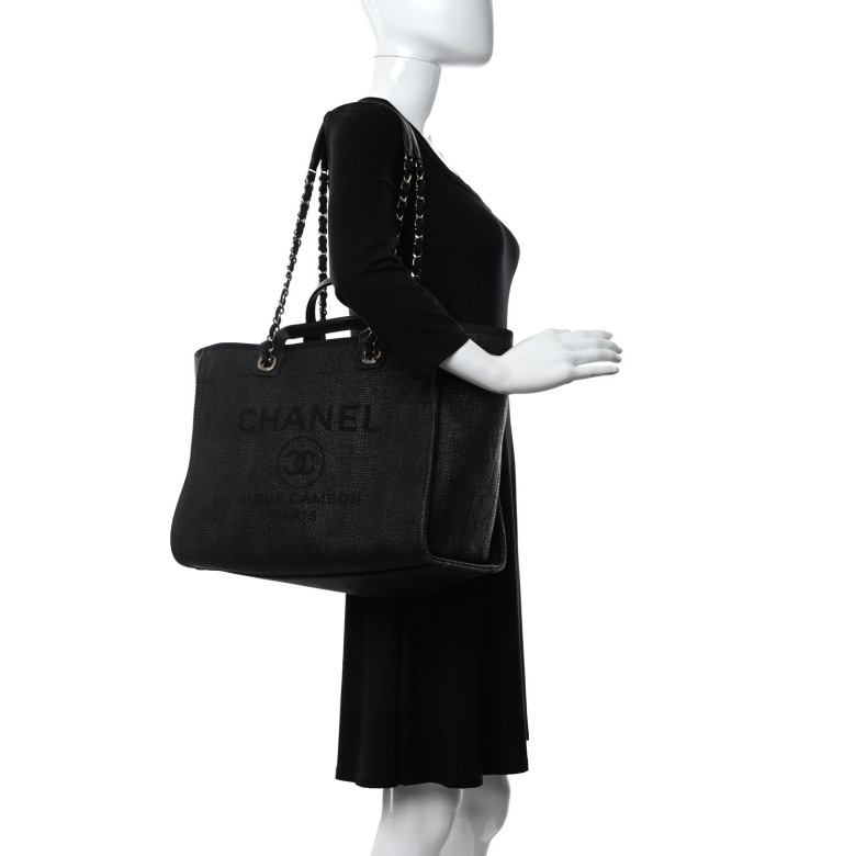 Chanel Canvas Large Deauville Pearl Tote Bag