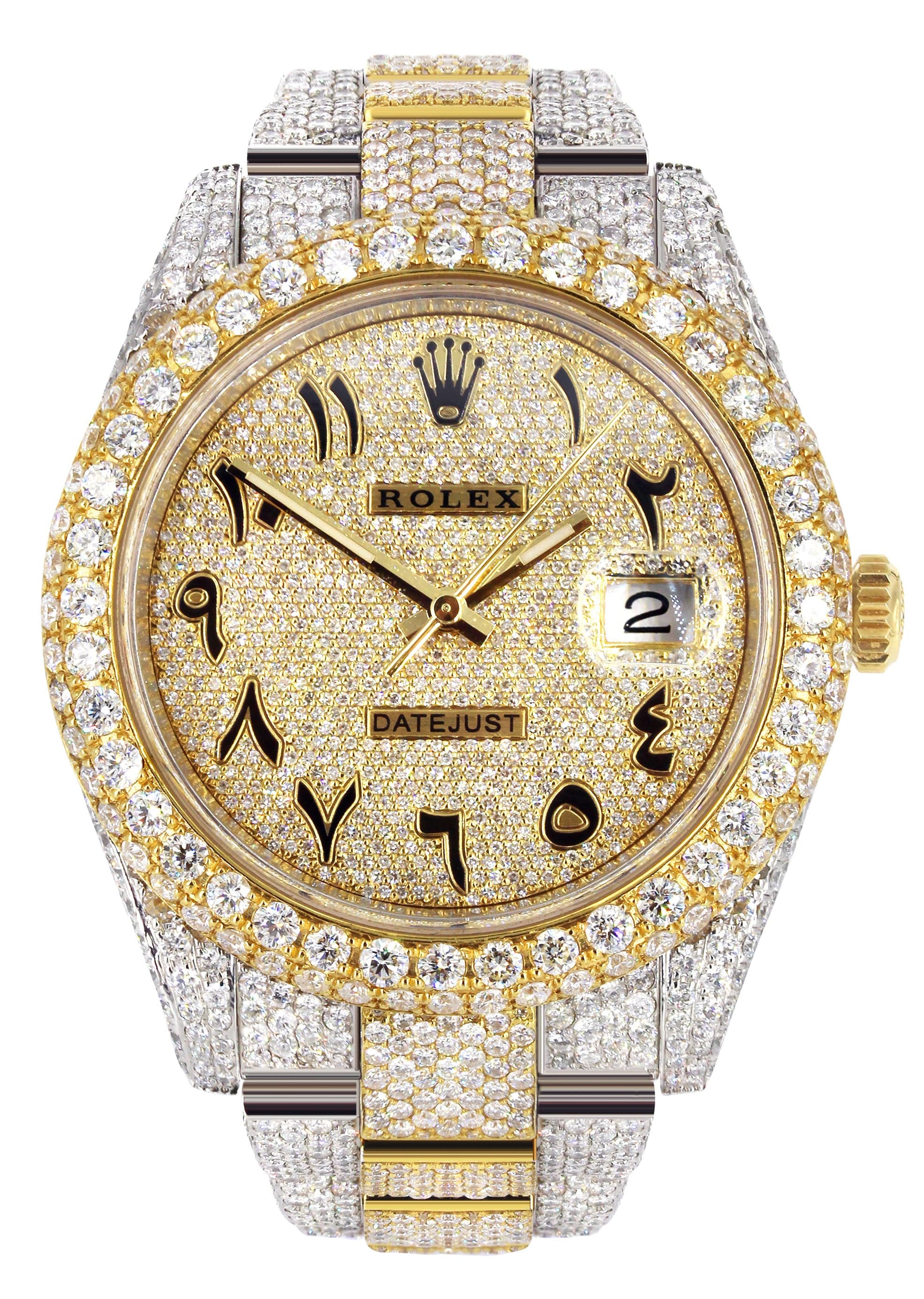 Diamond Iced Out ROLEX Datejust 41 | 25 Carats Of Diamonds | Custom Full Diamond Arabic Dial