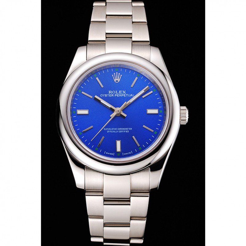 ROLEX Oyster Perpetual Blue Dial Stainless Steel Case And Bracelet