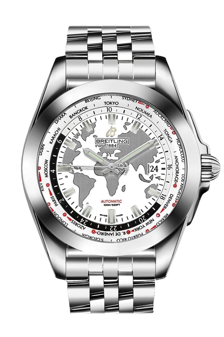 BREITLING Galactic Unitime White Dial Stainless Steel Automatic Men's Watch WB3510U0/A777/375A