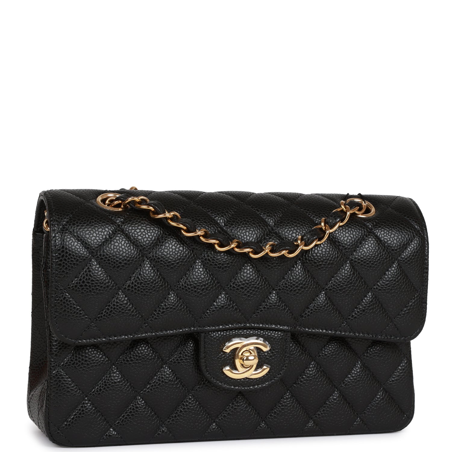 Chanel Small Classic Double Flap Black Caviar Gold Hardware