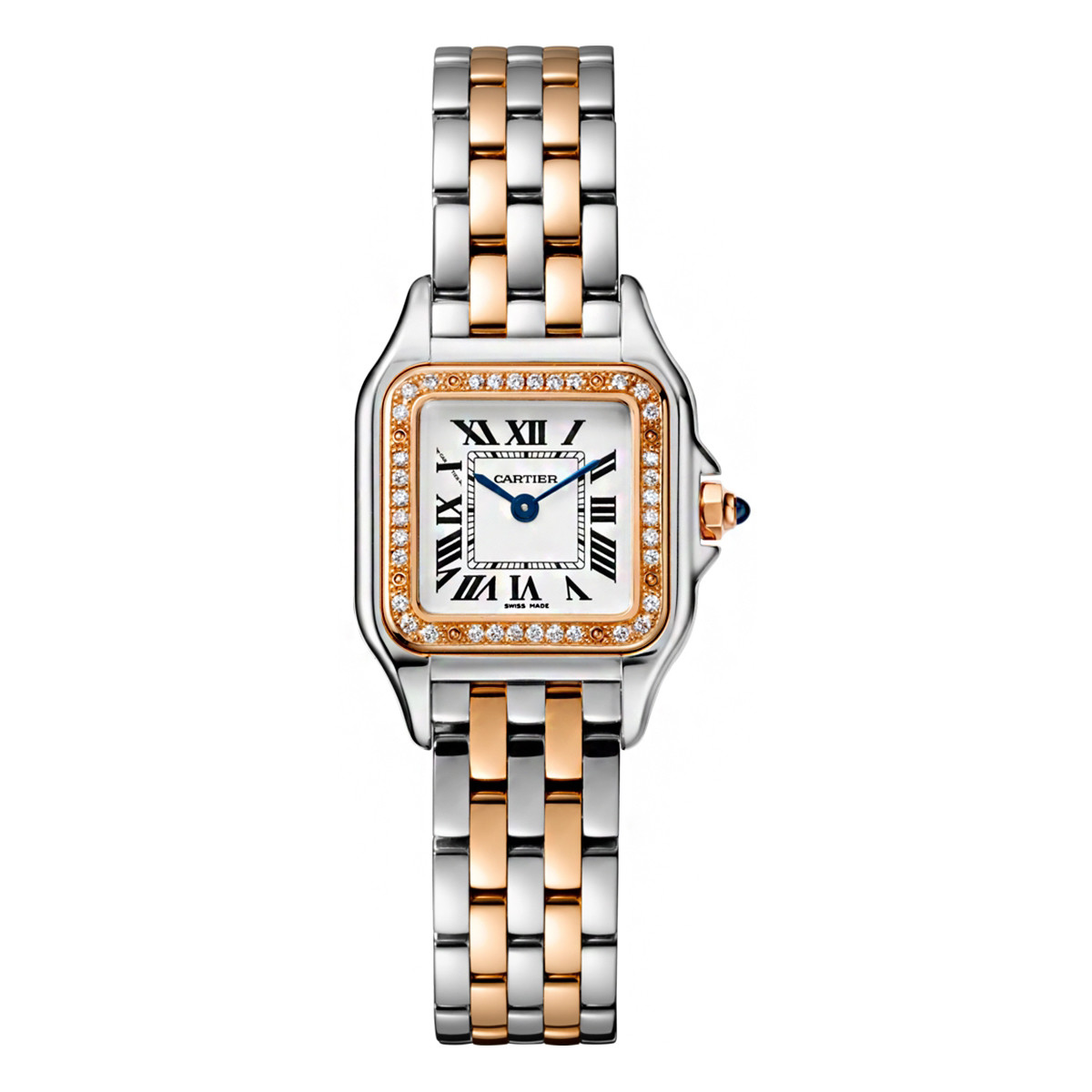 CARTIER Panthre 18K Pink Gold & Stainless Steel & Diamonds Small Model Ladies Watch, W3PN0006