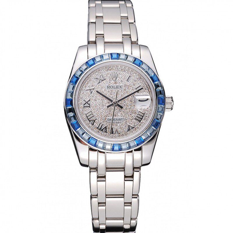 ROLEX Datejust Diamond Dial Blue Jewels Bezel Stainless Steel Case And Bracelet 622834