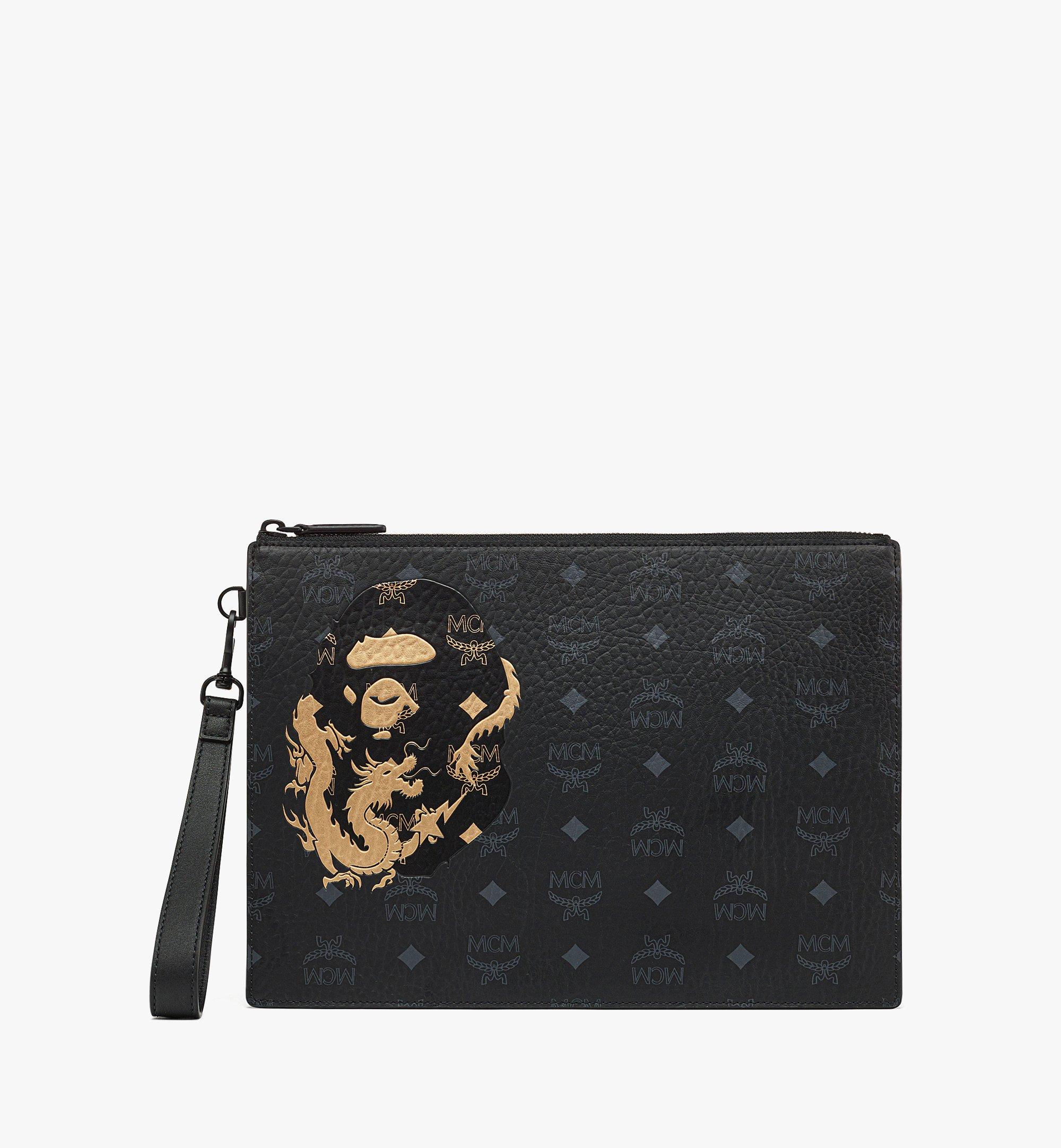 MCM X BAPE WRISTLET ZIP POUCH IN VISETOS