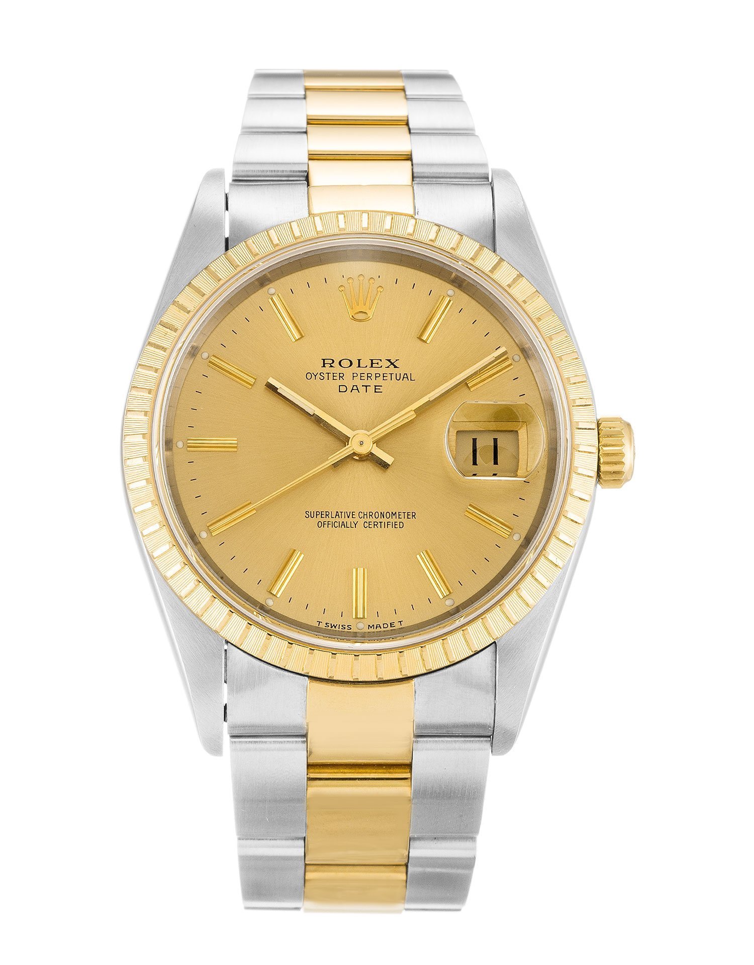 ROLEX Oyster Perpetual Date 34mm Champagne 15223