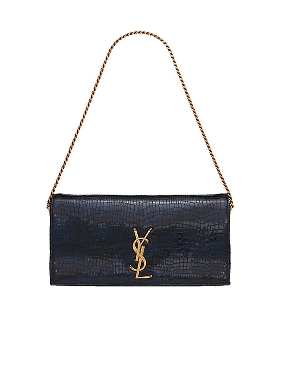YSL Kate Supple 99 Chain Bag in Crocodile-embossed Shiny Leather