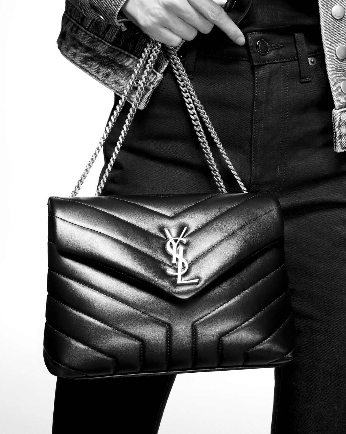 YSL Loulou Small Chain Bag in Quilted 'Y' Suede