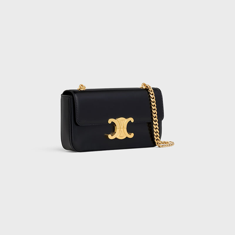 CHAIN SHOULDER BAG TRIOMPHE IN SHINY CALFSKIN