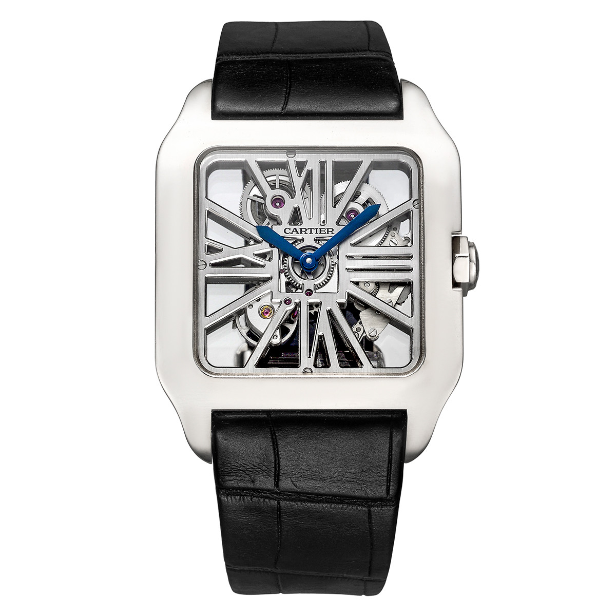 CARTIER Santos Skeleton 18K White Gold Mens Watch, W2020033