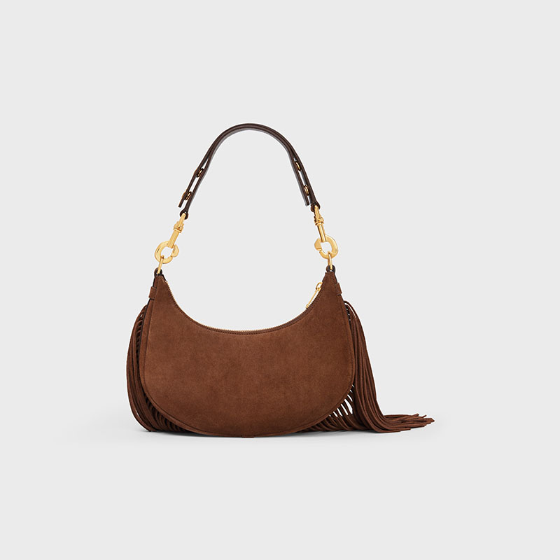 MEDIUM AVA STRAP BAG WITH FRINGES IN SUEDE CALFSKIN