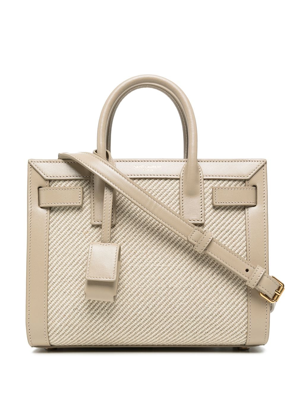 YSL Sac De Jour Nano in Canvas in Beige and Sea Salt
