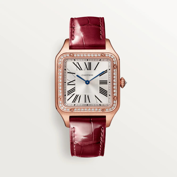 CARTIER Santos 18K Rose Gold & Diamonds Ladys Watch, WJSA0017