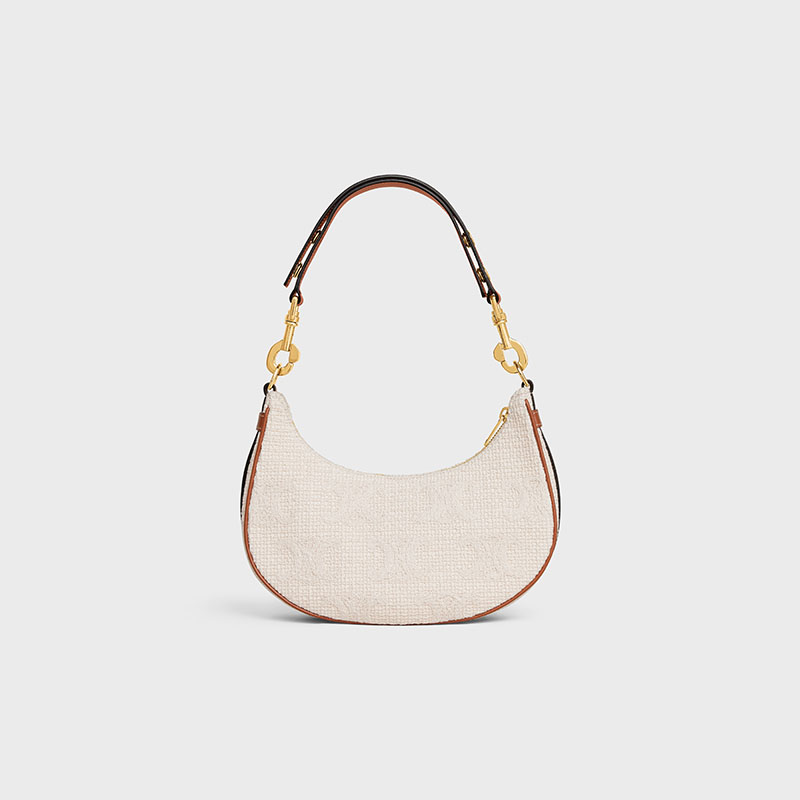 MEDIUM AVA STRAP BAG IN TEXTILE WITH TRIOMPHE CROCHET EMBROIDERY