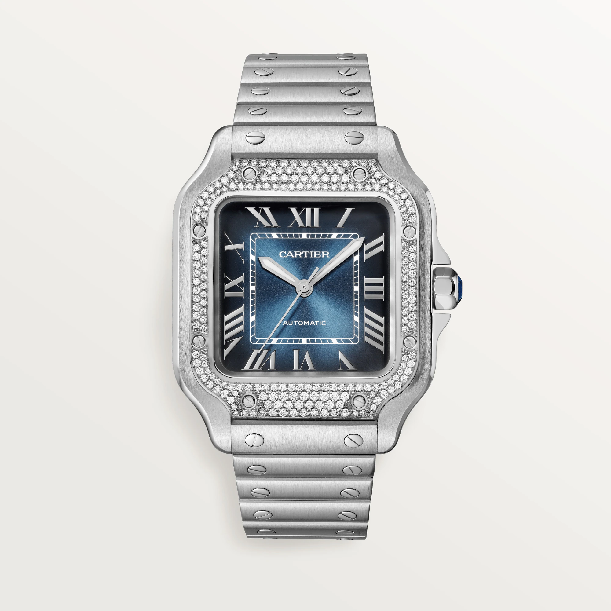 CARTIER Santos Stainless Steel & Diamonds Mens Watch, W4SA0006