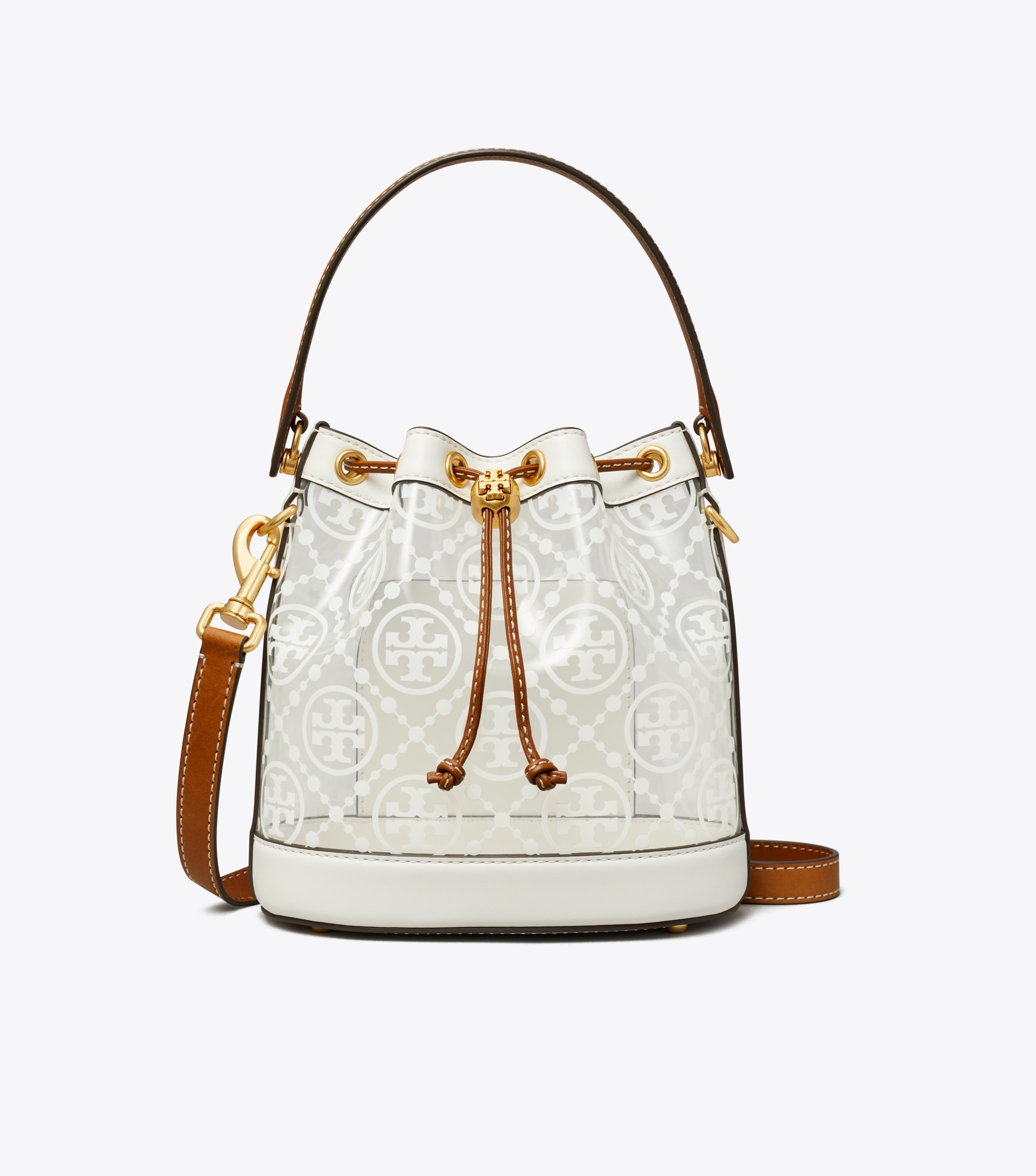 T MONOGRAM CLEAR BUCKET BAG