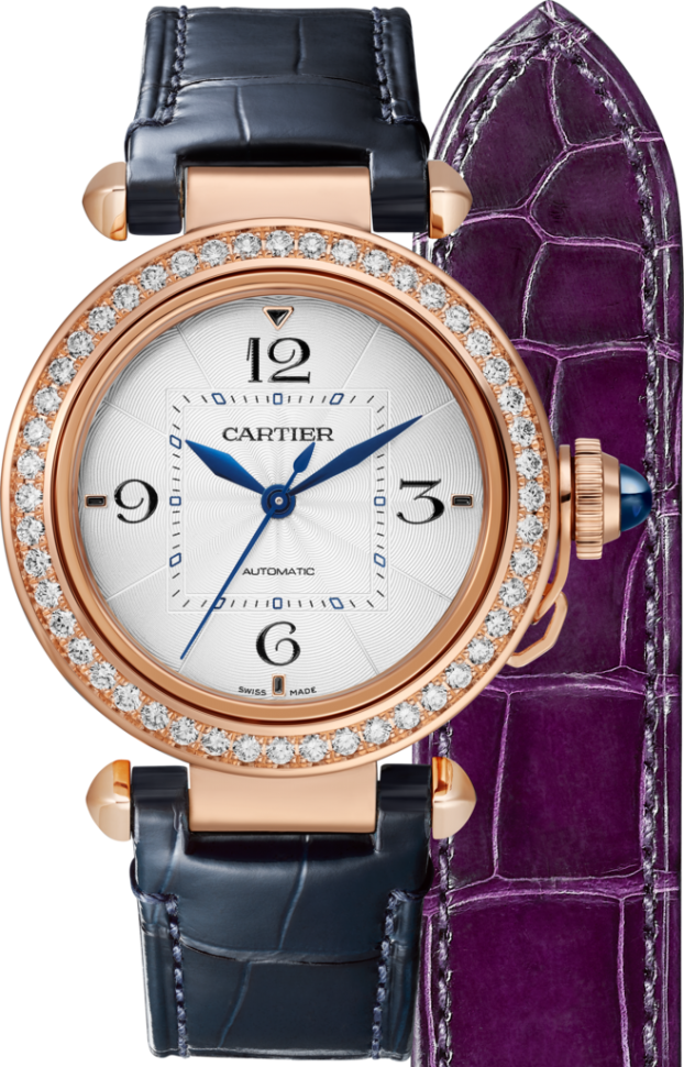CARTIER Pasha 35 mm Rose Gold & Diamonds Ladys Watch, WJPA0012