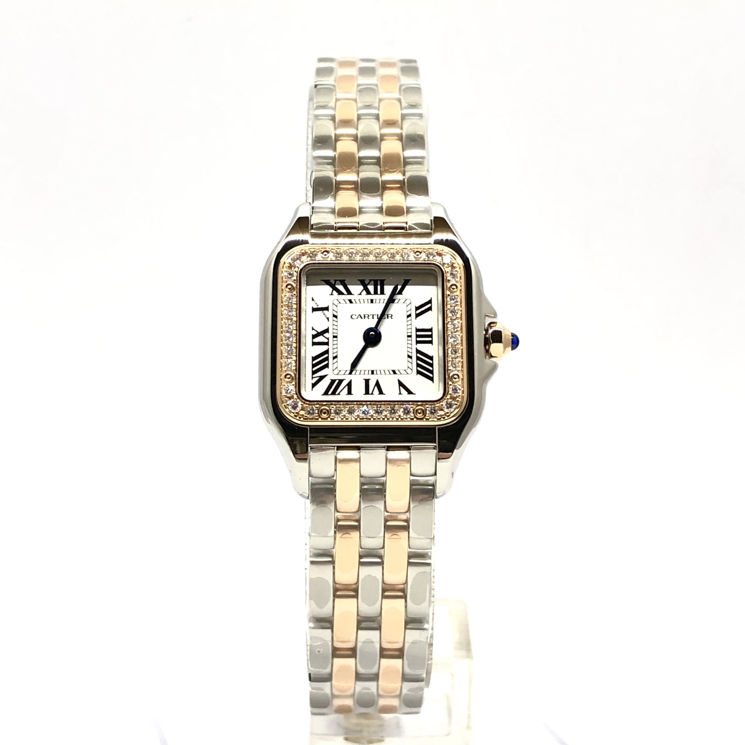 CARTIER Panthre 18K Pink Gold & Stainless Steel & Diamonds Small Model Ladies Watch, W3PN0006