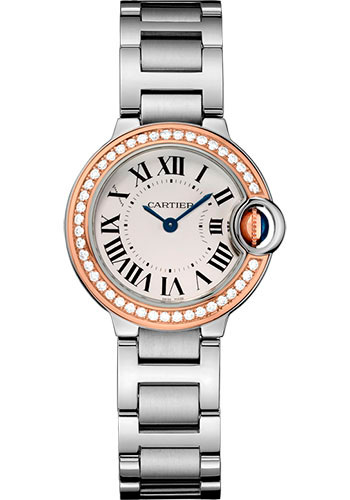 CARTIER Ballon Bleu Stainless Steel & 18K Rose Gold & Diamonds Ladys Watch, WE902079