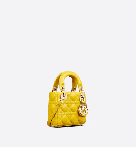 MICRO LADY DIOR BAG Yellow Cannage Lambskin
