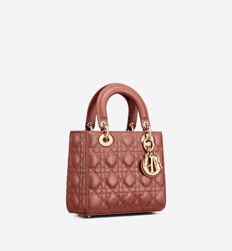 SMALL LADY DIOR MY ABCDIOR BAG Rust-Colored Cannage Lambskin