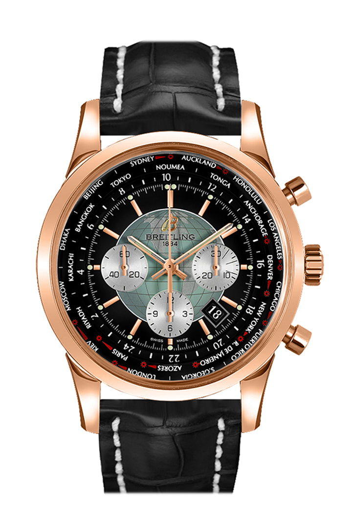 BREITLING Transocean Chronogragh Unitime RG BLACK CROC RB0510U4 BB63