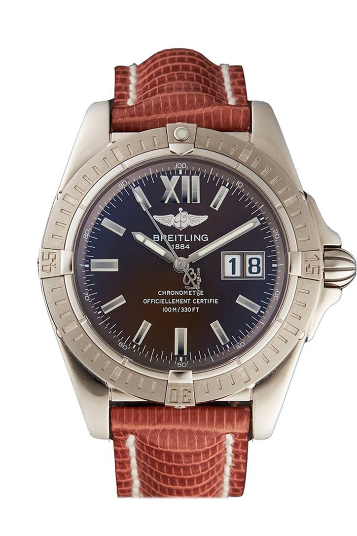 BREITLING Chronomat White Gold Black Croc Strap J4935011 Q532